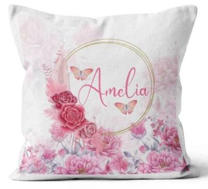 Personalised Any Name Floral Design Cushion Printed Birthday Gift 558 - Picture 1 of 4