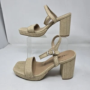  Torrid Womens 11WW Raffia Platofrm Tan Natural Platform Heels - Picture 1 of 9