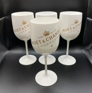 Set of 4 Moet Chandon Imperial Champagne WHITE Acrylic Plastic Goblet Glasses - Picture 1 of 3