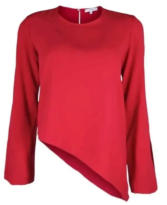 Blusa Top Iro Awefa Corte Manga Larga Crepé Rojo Reino Unido 8 UE 36 Foto 1 de 1