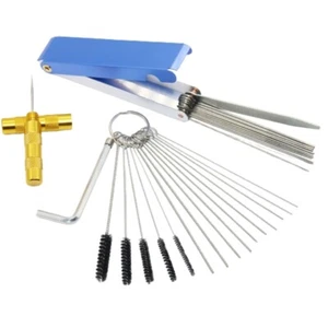 Carburettor Cleaning Kit with 16PCS Set and Aluminum Box 10 Cleaning Wires Kit - Picture 1 of 6