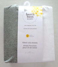 Burt's Bees Baby 100% Organic Cotton Crib Sheets Pack of 2 Heather Grey & White