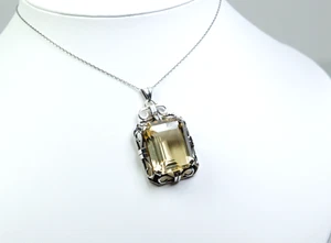 830 Argento - Antico Art Deco Rimorchio - Naturale 31.50 CT Citrino - Foto 1 di 9