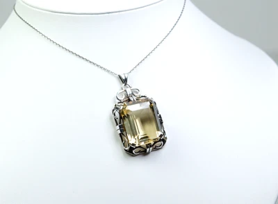 830 Argento - Antico Art Deco Rimorchio - Naturale 31.50 CT Citrino - Immagine 1 di 4