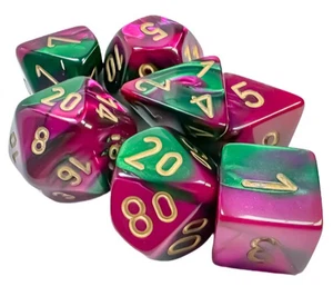 Chessex - Gemini Polyhedral 7 Würfel Set - Grün-Lila mit Gold - Bild 1 von 6