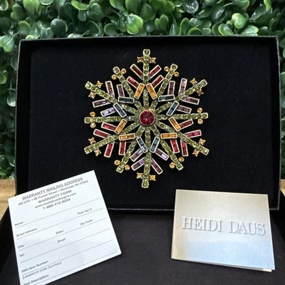 New in Box!! Heidi Daus "Snow Crystals" Crystal Snowflake Pin Brooch Holiday - Image 1 of 4