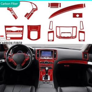 28Pcs Red Carbon Fiber Full Interior Kits Trim For Infiniti G35 G37 Sedan 07-13 - Foto 1 di 19