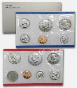 1981 P&D Mint Set with 13 Brilliant Uncirculated US Coins & Envelope (13 Coins) - Picture 1 of 2