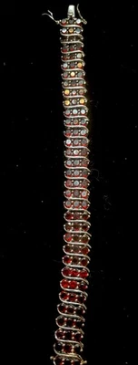 Sterling Silver Garnet 7.25" Tennis  Bracelet - Image 1 of 4