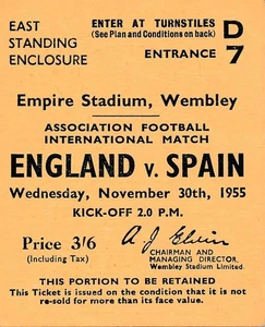 ENTRADA: INGLATERRA v España (Amigable) 1955 - EXCELENTE - Imagen 1 de 1