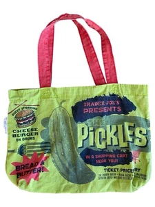 Trader Joes Tote Bag Pickle Reusable 13.5x18” - Picture 1 of 6