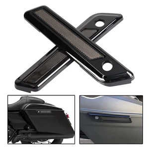 Black & Smoke Saddlebag Hinge Latch Covers For Harley Touring Street Road Glide - Picture 1 of 14