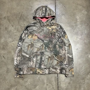 Carhartt Camo Sweatshirt Womens Large Pink Camouflage Zip Up Hoodie RealTree - Picture 1 of 8