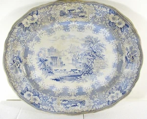 17 1/2" WEDGWOOD & CO MID 19TH C "PARMA" PATTERN BLUE TRANSFERWARE VERY NICE - Picture 1 of 10