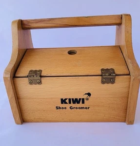 Vintage Kiwi Shoe ShineWooden Box Foot Rest Rubber Strip FREE Shipping - Picture 1 of 7