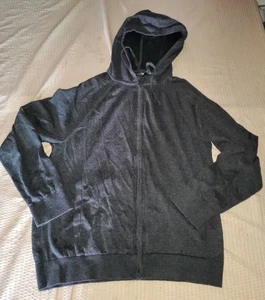 Banana Republic Full Zip Supima Cotton Sweater Hoodie Charcoal Grey Grey Large - Picture 1 of 9