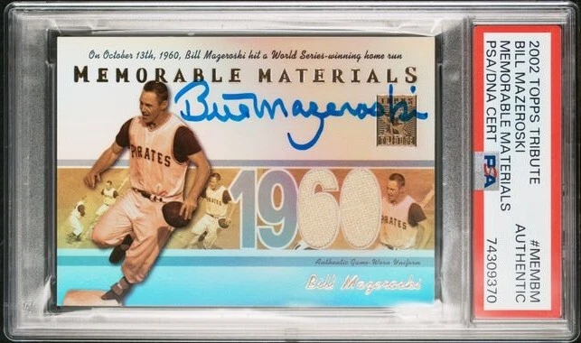 2002 Topps Mem Materials *POP 1* Bill Mazeroski SIGNED AUTO GAME USED * PSA/DNA - Image 1 of 1