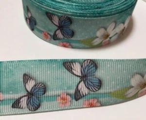 5 yds Butterfly ribbon 7/8" grosgrain spring ribbon bright colors ships free - Picture 1 of 1