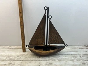 Vintage Lovely Wooden & Copper Nautical Ship Boat Decoy Mascot Garden Interior - Picture 1 of 12