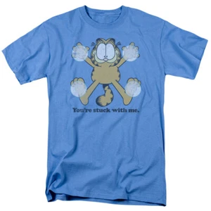 Garfield Stuck T Shirt Mens Licensed Cat Jim Davis Comics Tee Carolina Blue - Picture 1 of 2