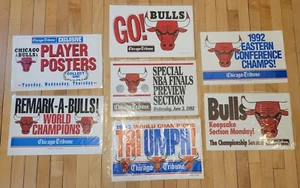 Lot of (7) CHICAGO BULLS Tribune ad signs early CHAMPIONSHIP years c. 1991-1993 - Picture 1 of 8