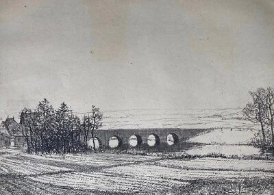 Adolf Schinnerer  Brücke bei Bruck - Signierte Original Radierung von 1905 - top - Bild 1 von 4