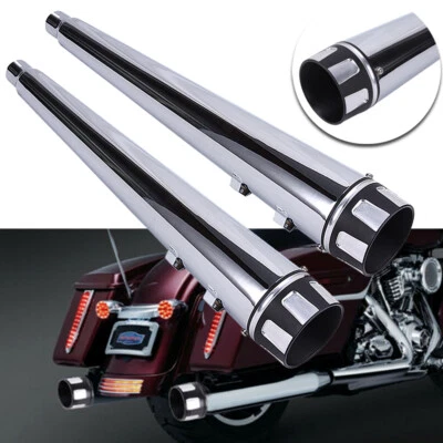 Silenciador deslizable de tubos de escape cromados de 4" para Harley Road Electra Glide 1995-2016 Foto 1 de 4