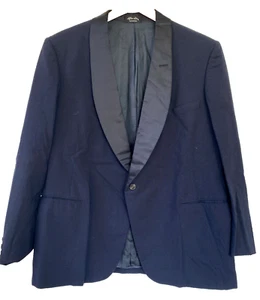 Vtg 50s After Six Black Rockabilly Tux 42R Silk Shawl Collar Tuxedo Jacket - Picture 1 of 11