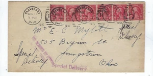 1930 Cleveland Ohio, Special Delivery, Strip of Six 2c Coils, w Line Pair - Picture 1 of 2
