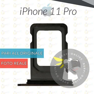 CARRELLO SIM APPLE IPHONE 11 PRO SLOT PORTA SCHEDA LETTORE VANO TRAY NERO BLACK - Imagen 1 de 2
