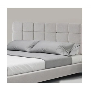 Linen Fabric Queen Bed Deluxe Headboard Bedhead Bedroom Furniture - Beige - Picture 1 of 12