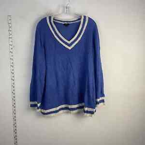 Talbots Blue Linen Plus Size Pullover Sweater Womens 1X