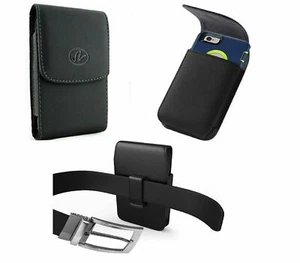 XL LEATHER RUGGED CELL PHONE HOLDER POUCH HOLSTER CLIP BELT LOOP CARRYING CASE - Picture 1 of 12