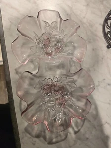 Mikasa Crystal Rosella Relish Dish Candy Bowl Embossed Pink Frosted Flowers - Picture 1 of 2