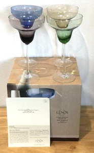 RETIRED SET 4 LENOX TUSCANY SEASONS COLLECTION ETCHED CRYSTAL MARGARITA GLASSES - Picture 1 of 10