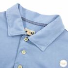 1901 Sky Blue Cotton Rib Knit Short Sleeve Polo Shirt Medium