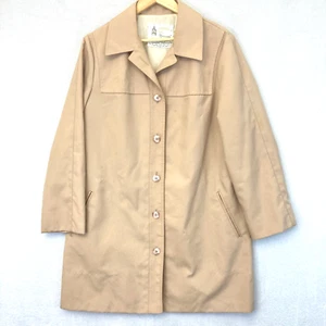 Vintage London Fog Women's Trench Coat Size 14 Tan Mid-Length Lightweight - Picture 1 of 12