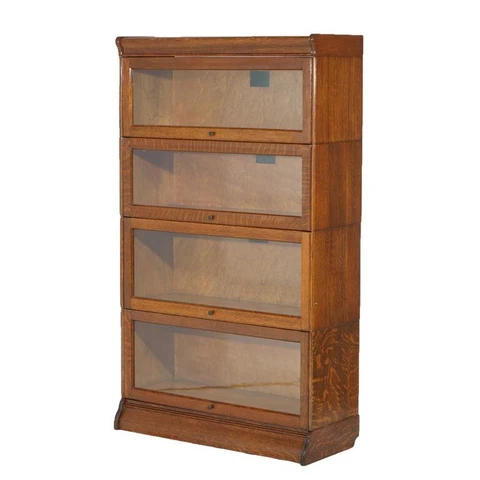 Antique Arts & Crafts Oak Four Stack Barrister Bookcase by Hale, circa 1910 Cover
