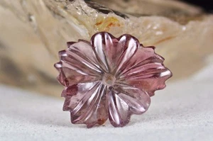 Natural Tourmaline Carved Flower 24.40 Ct Gemstone For Designing Ring Pendant - Picture 1 of 6