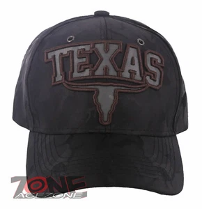 TEXAS SKULL BULL HEAD LONE STAR STATE BASEBALL CAP HAT CAMOUFLAGE BLACK - Picture 1 of 4