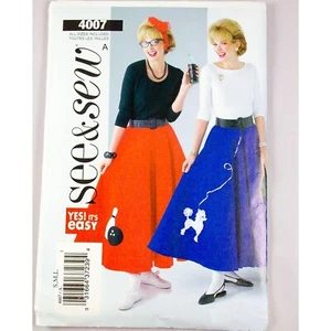 Butterick See & Sew Pattern 4007 Misses Retro Poodle Skirt Petticoat Sz 8-18 - Picture 1 of 3