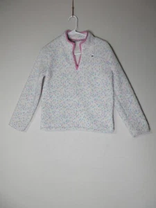 Vineyard Vines Girls Polka Dot 1/4 Zip Mock Neck Sweater Long Sleeve Sz L White - Picture 1 of 7