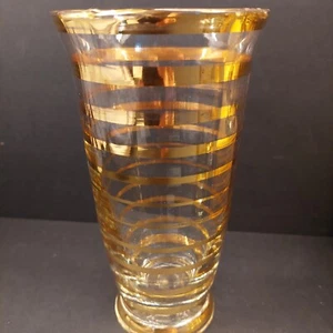 MCM Gold gebänderte gestreifte Gläser Longdrinkgläser Vintage 6er Set - Bild 1 von 12