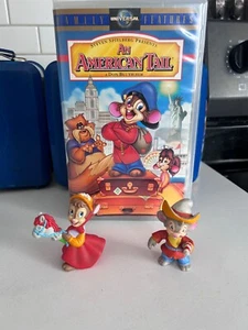 Vintage 1991 An American Tail Fievel & Tanya 2" Figures & VHS - Picture 1 of 9