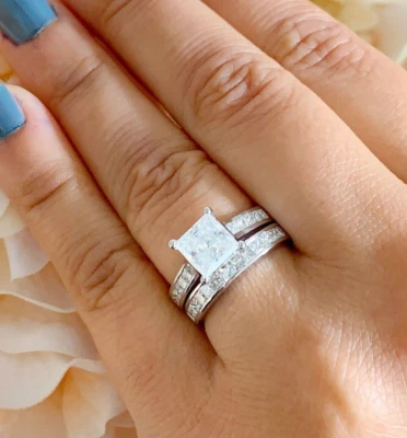 IGI Certified 14k Solid White Gold Princess Cut Diamond Engagement Ring 4.00ctw - Image 1 of 4