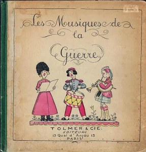 Paulet Thevenaz LES MUSIQUES DE LA GUERRE, HYMNES ALLIES pochoir 1915 - Picture 1 of 5