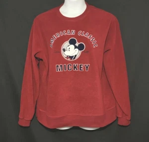 Mens Mickey Mouse Sweatshirt Shirt Size Large Red Crew Neck Disney Vintage 90's - Picture 1 of 8
