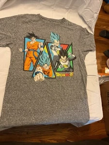Vintage Style Dragon Ball Z Super Saiyan Vegeta & Goku Anime T-Shirt Grey Size M - Picture 1 of 10