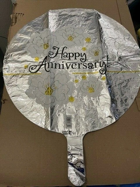 Happy Anniversary Flowers Round Foil Mylar Party Decoration Balloon New!!! - Image 1 of 1