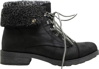 Botas de combate White Mountain para mujer Sandro imitación cuero punta cerrada tobillo negras 7M Foto 1 de 4